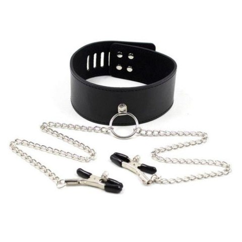 Collare con morsetti per capezzoli Leash nipple black Collare con morsetti per capezzoli Leash nipple black