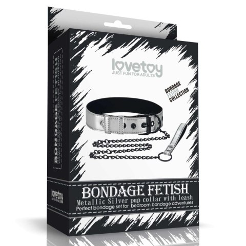 Bondage Fetish Metallic Pup Collar With Leash Bondage Fetish Metallic Pup Collar With Leash