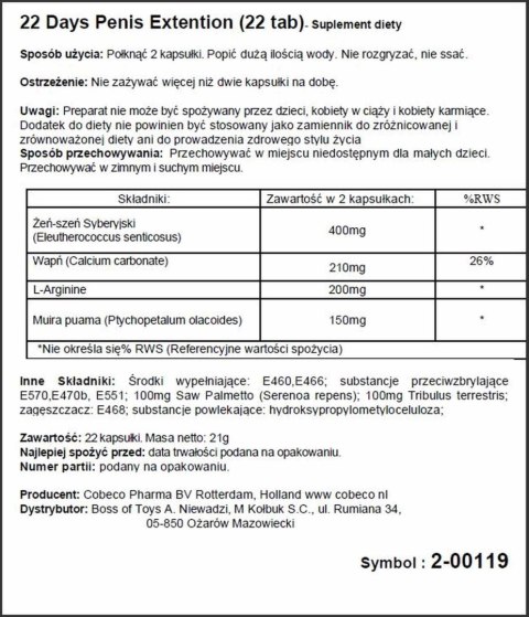 Supl.diety-22 Days Penis Extention (22 tab) Supl.diety-22 Days Penis Extention (22 tab)