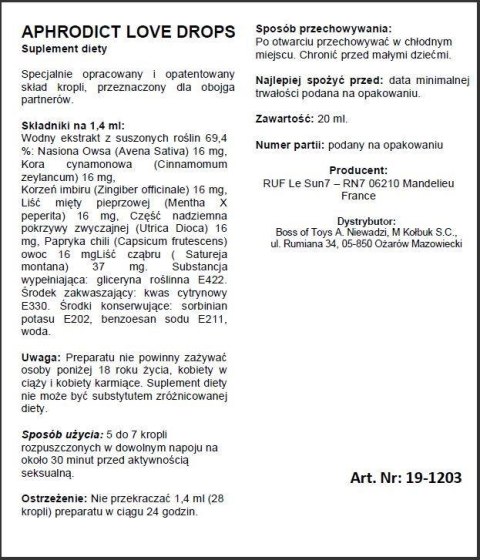 Supl.diety-APHRODICT LOVE DROPS 20 ml Supl.diety-APHRODICT LOVE DROPS 20 ml