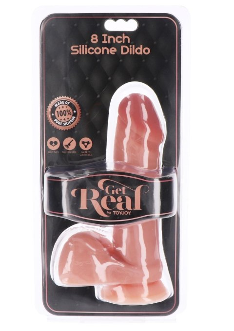Silicone Dildo 8 Inch w Balls Light skin tone Silicone Dildo 8 Inch w Balls Light skin tone