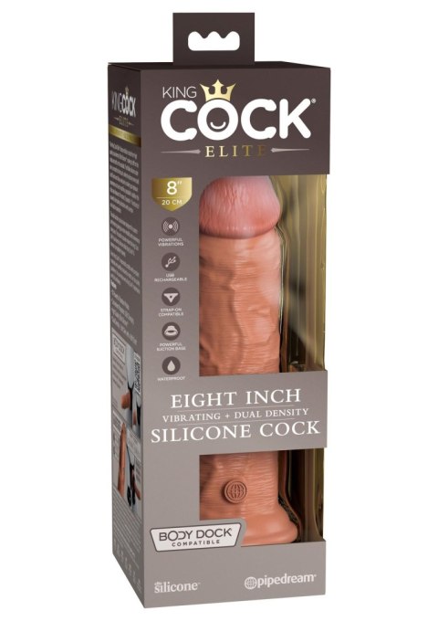 8 Inch 2Density Vibrating Cock Caramel skin tone