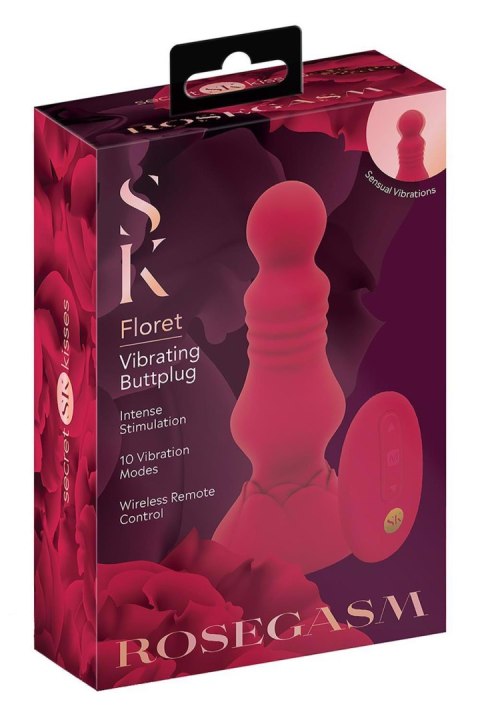 SECRET KISSES REMOTE VIBRATING FLORET BUTTPLUG SECRET KISSES REMOTE VIBRATING FLORET BUTTPLUG