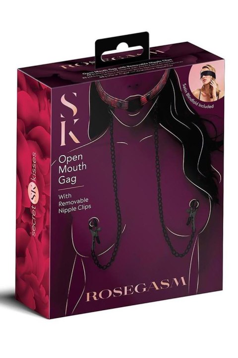 SECRET KISSES ROSEGASM OPEN MOUTH GAG WITH NIPPLE CLIPS SECRET KISSES ROSEGASM OPEN MOUTH GAG WITH NIPPLE CLIPS