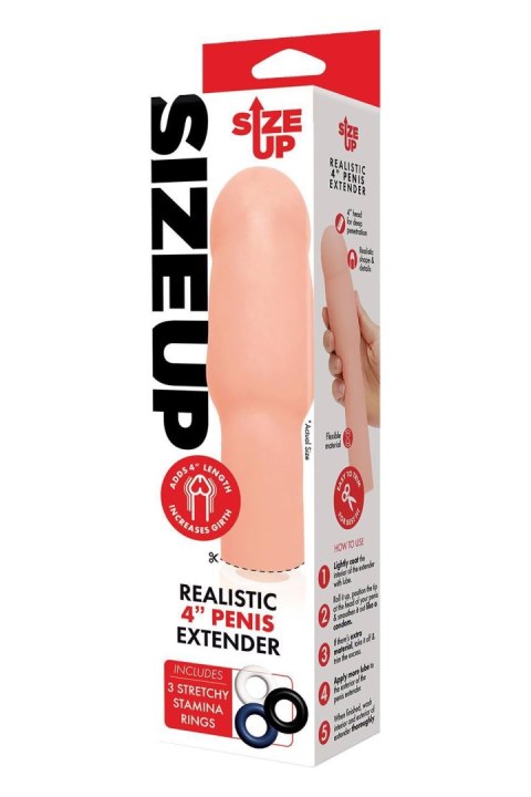SIZE UP 4 INCH EXTRA REALISTIC PENIS EXTENDER -FLESH SIZE UP 4 INCH EXTRA REALISTIC PENIS EXTENDER -FLESH
