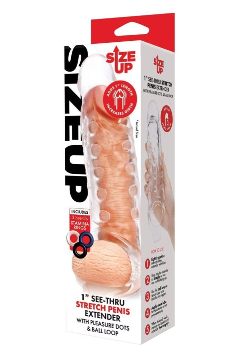 SIZE UP CLEAR VIEW STUDDED PENIS EXTENDER WITH BALL LOOP SIZE UP CLEAR VIEW STUDDED PENIS EXTENDER WITH BALL LOOP