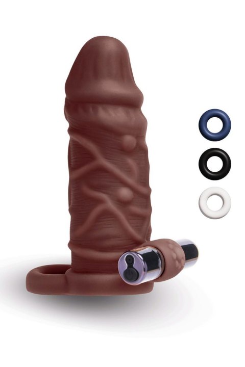 SIZE UP SILICONE VIBRATING REALISTIC PENIS EXTENDER WITH BALL LOOP DARK TAN SIZE UP SILICONE VIBRATING REALISTIC PENIS EXTENDER WITH BALL LOOP DARK TAN