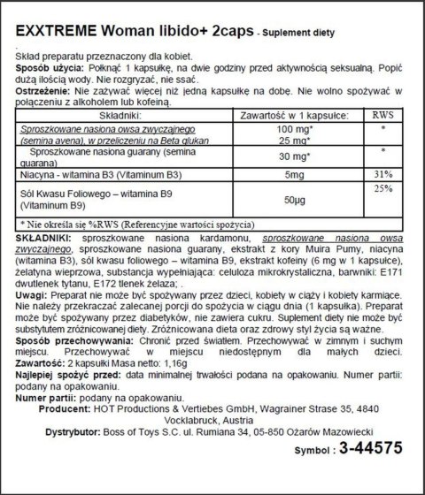 Supl.diety-eXXtreme Libido caps woman 1x2 Stk. Supl.diety-eXXtreme Libido caps woman 1x2 Stk.