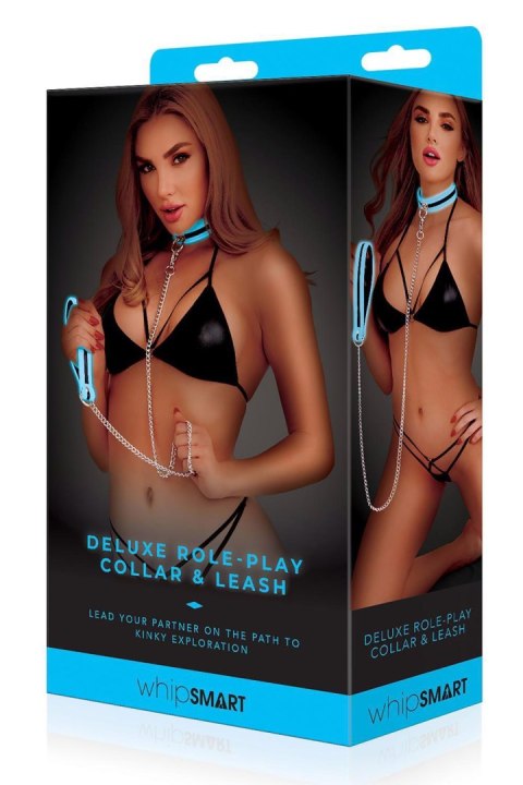 WHIPSMART GLOW IN THE DARK COLLAR & LEASH BLUE WHIPSMART GLOW IN THE DARK COLLAR & LEASH BLUE