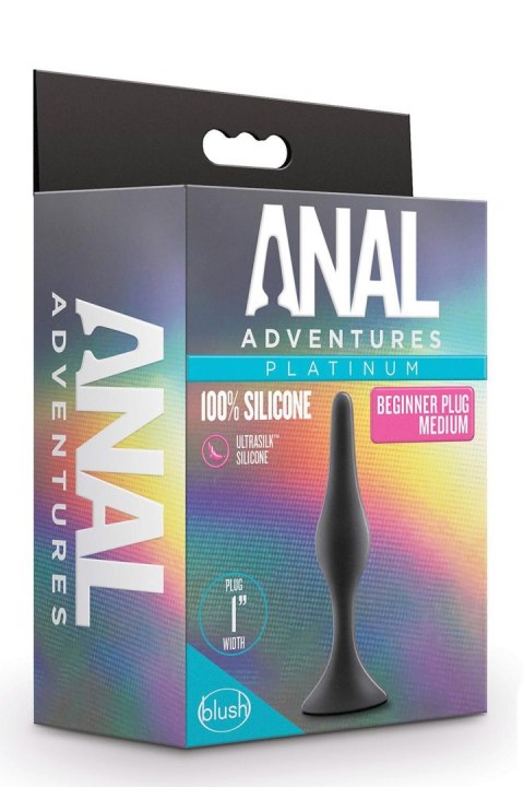 ANAL ADVENTURES PLATINUM SILICONE BEGINNER PLUG MEDIUM BLACK ANAL ADVENTURES PLATINUM SILICONE BEGINNER PLUG MEDIUM BLACK