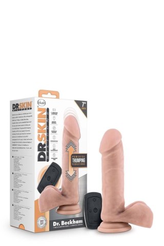 DR. SKIN SILICONE DR. BECKHAM 7 INCH THUMPING DILDO WITH REMOTE CONTROL VANILLA