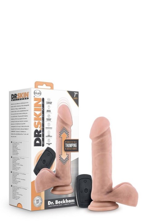 DR. SKIN SILICONE DR. BECKHAM 7 INCH THUMPING DILDO WITH REMOTE CONTROL VANILLA