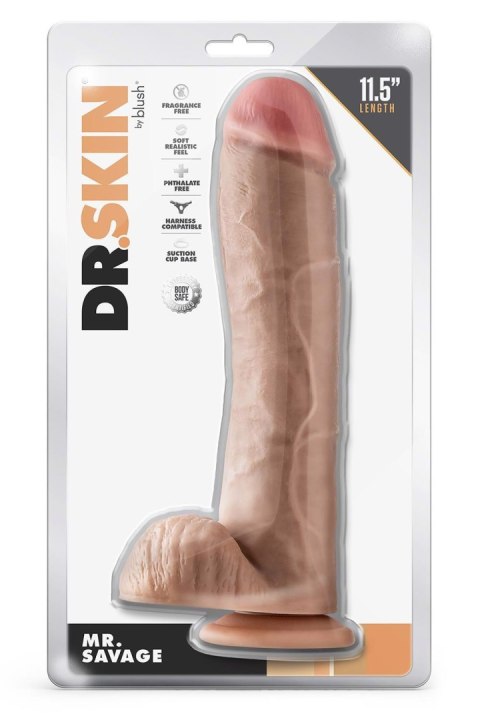 DR. SKIN MR. SAVAGE 11.5 INCH DILDO WITH BALLS BEIGE DR. SKIN MR. SAVAGE 11.5 INCH DILDO WITH BALLS BEIGE