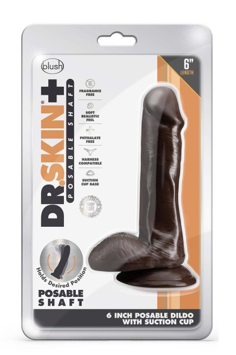 DR. SKIN PLUS 6 INCH POSABLE DILDO WITH BALLS CHOCOLATE DR. SKIN PLUS 6 INCH POSABLE DILDO WITH BALLS CHOCOLATE