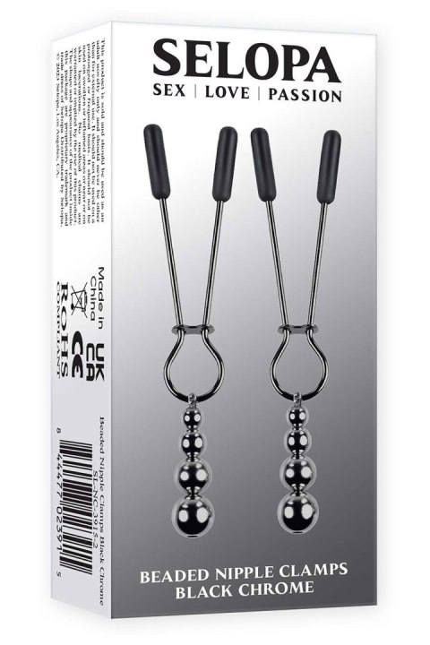 SELOPA BEADED NIPPLE CLAMPS BLACK CHROME SELOPA BEADED NIPPLE CLAMPS BLACK CHROME