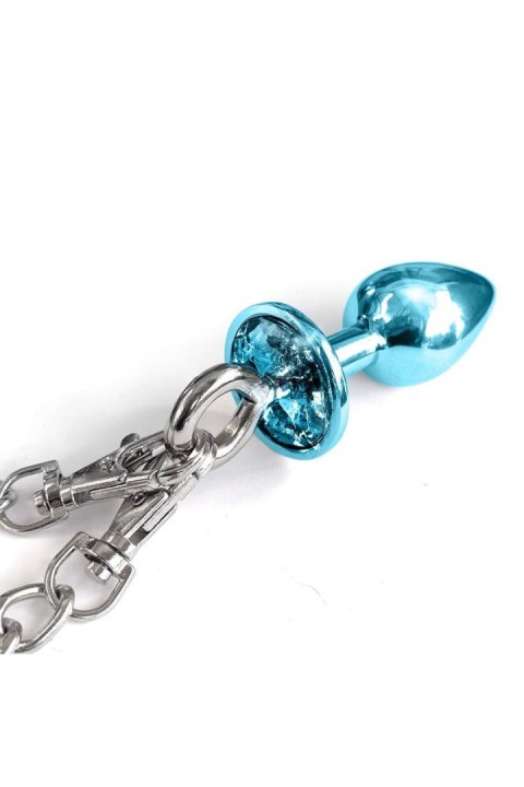NIXIE METAL BUTT PLUG & FURRY HANDCUFF SET, MEDIUM, BLUE METALLIC NIXIE METAL BUTT PLUG & FURRY HANDCUFF SET, MEDIUM, BLUE METALLIC