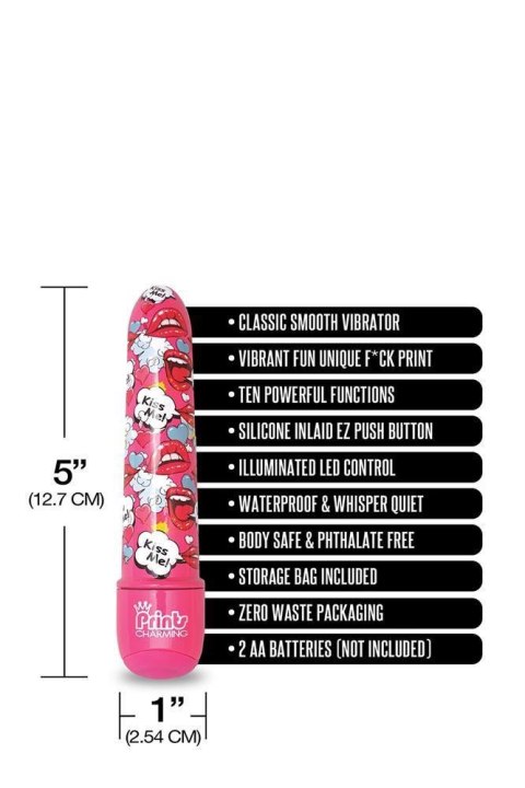 PRINTS CHARMING POP TEASE 5" MINI VIBE KISS ME PINK PRINTS CHARMING POP TEASE 5" MINI VIBE KISS ME PINK