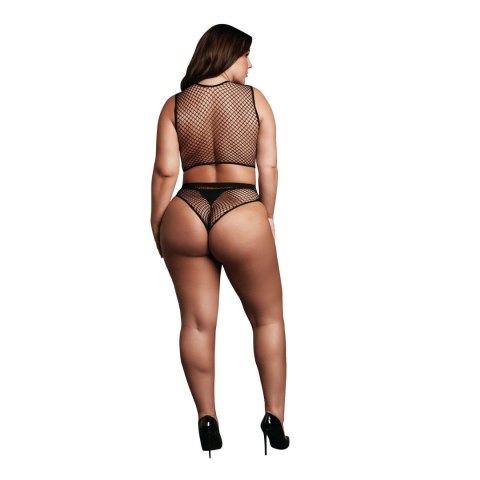2 piece with crop top, pantie and fishnet structure. 2 piece with crop top, pantie and fishnet structure.