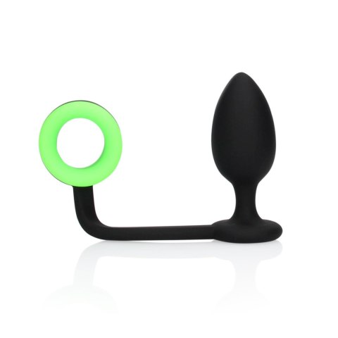 Butt Plug with Cock Ring - GitD - Neon Green/Black Butt Plug with Cock Ring - GitD - Neon Green/Black