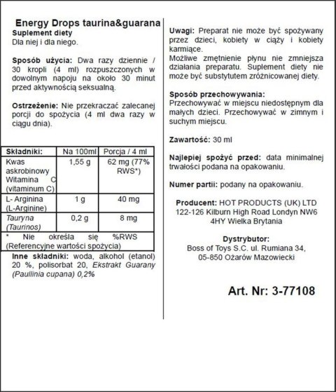 Supl.diety-Energy Drops-30ml Taurin & Guarana (m+w) Supl.diety-Energy Drops-30ml Taurin & Guarana (m+w)