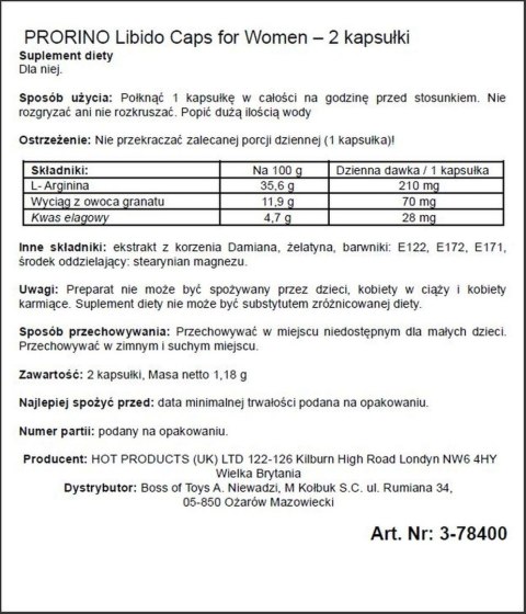 Supl.diety-PRORINO Women- 2pcs black line Libido Caps Supl.diety-PRORINO Women- 2pcs black line Libido Caps
