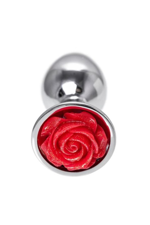Anal plug Metal by TOYFA, metal, silver with red rose, 8 cm, O 2.7 cm, 48 g Anal plug Metal by TOYFA, metal, silver with red rose, 8 cm, O 2.7 cm, 48 g