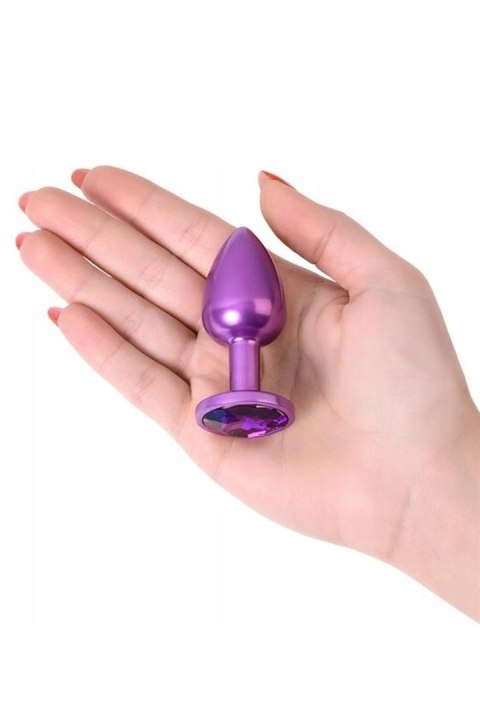 Purple anal plug TOYFA Metal with purple round-shaped gem Purple anal plug TOYFA Metal with purple round-shaped gem