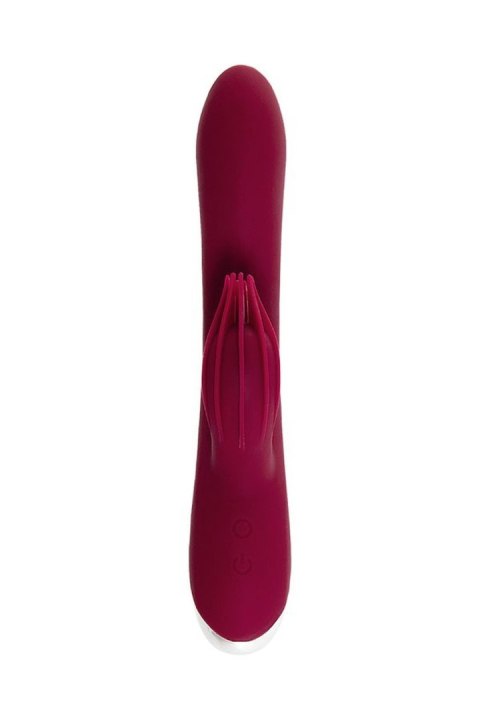 Vibrator with clitoral stimulator L'EROINA by TOYFA Sangra, silicone, burgundy, 20.5 cm