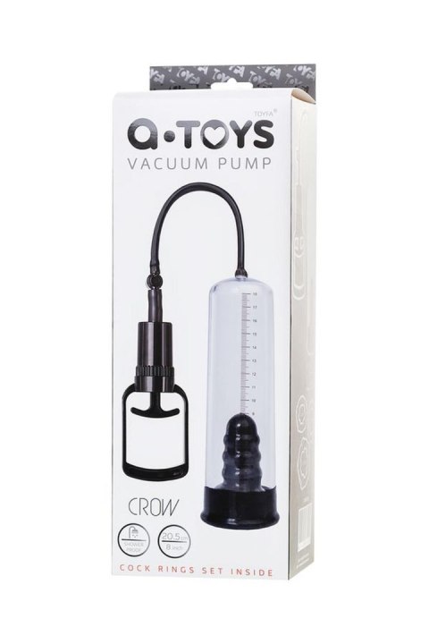 A-TOYS, Penis Pump, PVC, Black, 23.5 cm 3 cock rings included