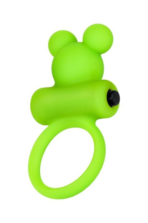 Cock ring A-Toys with vibro bullet; green