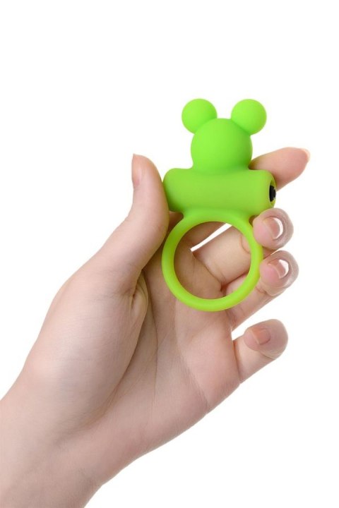 Cock ring A-Toys with vibro bullet; green
