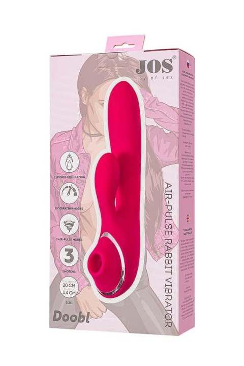 JOS Vibrator with clitoral stimulator JOS Doobl, silicone, pink, 20 cm