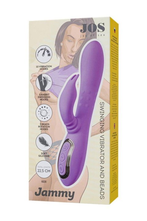 Vibrating roller with rotating clitoral stimulator JOS Jammy, silicone, purple, 22.5 cm