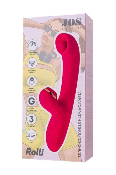 Vibrator with stimulating ball and vacuum stimulation JOS Rolli, silicone, pink, 22 cm Vibrator with stimulating ball and vacuum stimulation JOS Rolli, silicone, pink, 22 cm