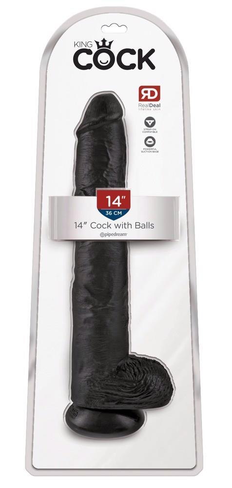 King Cock 14" Cock w Balls Dar King Cock 14" Cock w Balls Dar