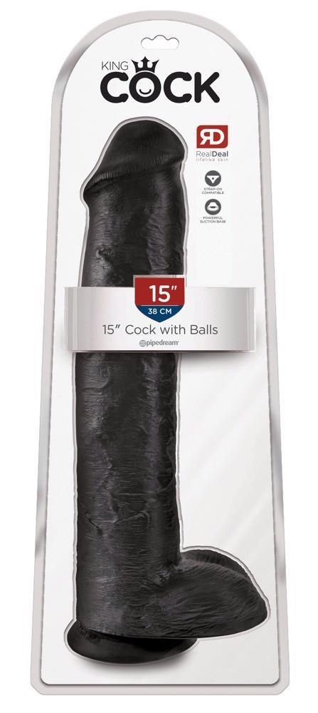 King Cock 15" Cock w Balls Dar King Cock 15" Cock w Balls Dar