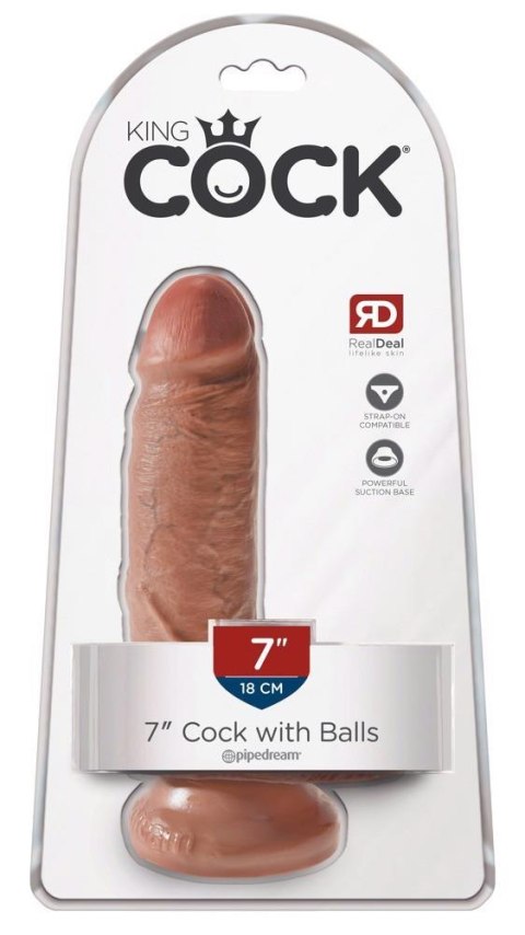 King Cock 7" Cock w Balls Tan King Cock 7" Cock w Balls Tan