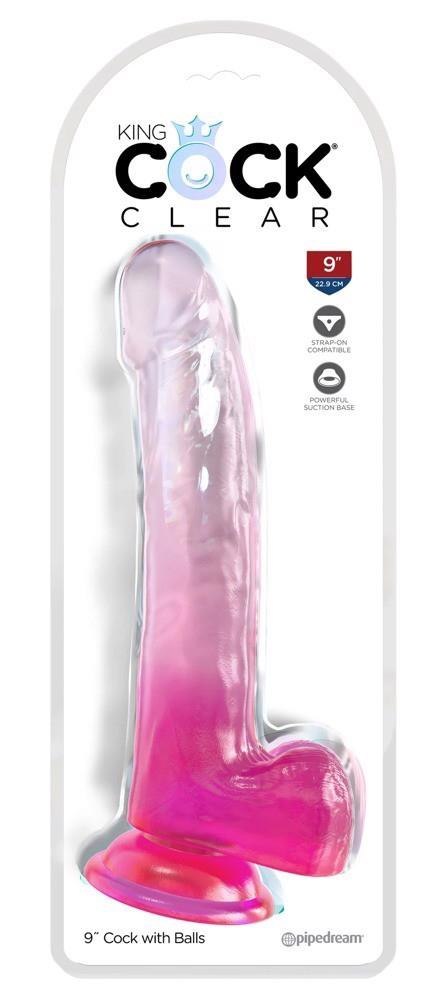 KingCockClear 9 w balls Pink KingCockClear 9 w balls Pink