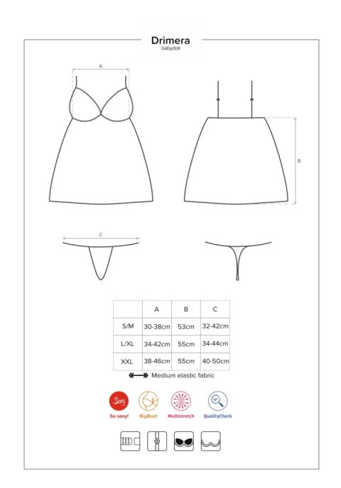 Bielizna-Drimera babydoll i stringi niebieska S/M Bielizna-Drimera babydoll i stringi niebieska S/M