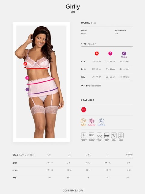 Bielizna-Girlly komplet 3-częściowy S/M Bielizna-Girlly komplet 3-częściowy S/M