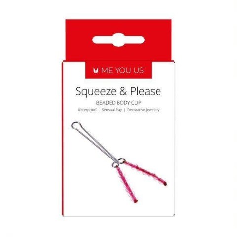 Stymulator- Me You Us Squeeze N Please Beaded Clit Clip Red Stymulator- Me You Us Squeeze N Please Beaded Clit Clip Red