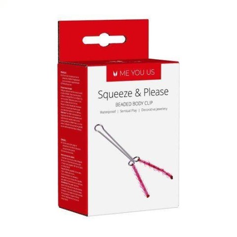 Stymulator- Me You Us Squeeze N Please Beaded Clit Clip Red Stymulator- Me You Us Squeeze N Please Beaded Clit Clip Red