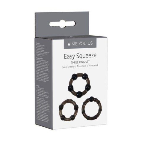 Me You Us Easy Squeeze Cock Ring Set Black Me You Us Easy Squeeze Cock Ring Set Black