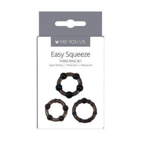 Me You Us Easy Squeeze Cock Ring Set Black Me You Us Easy Squeeze Cock Ring Set Black
