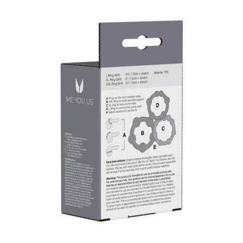 Me You Us Easy Squeeze Cock Ring Set Black Me You Us Easy Squeeze Cock Ring Set Black