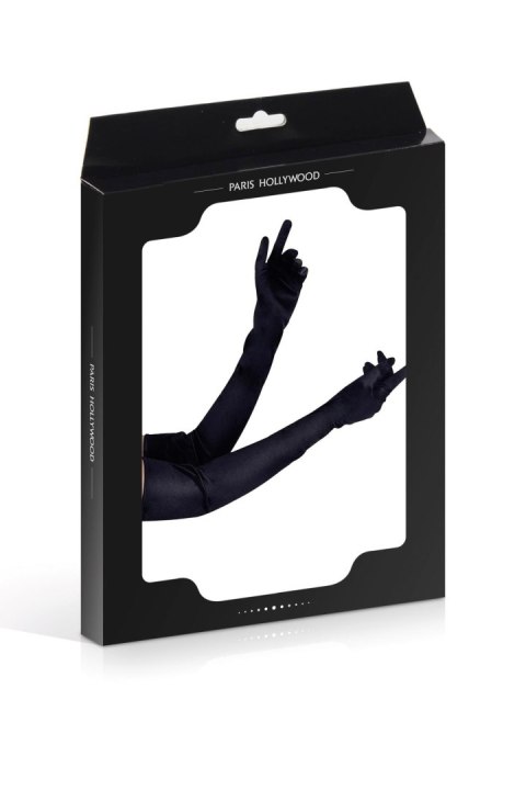 LONG BLACK SATIN GLOVES TU (Size: TU) LONG BLACK SATIN GLOVES TU (Size: TU)