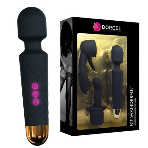 Kit Wanderful . Wibrator. Masażer z 2 nakładkami.