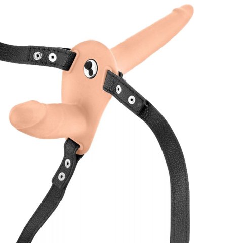 Vibrating Strap-on With Double Dildo Flesh USB