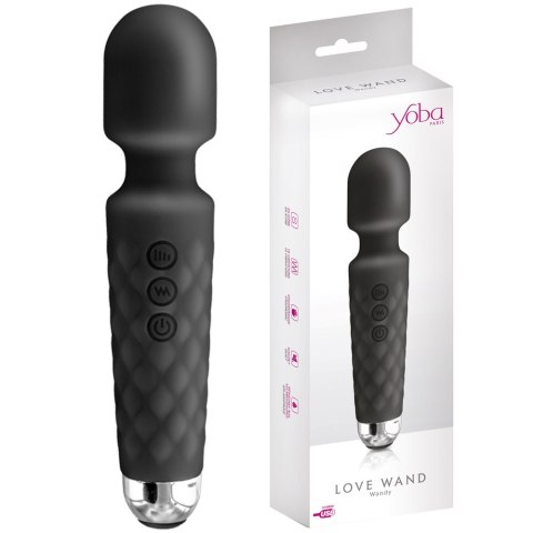 Wibrator wand. Masażer dwustronny. Silikonowy. 20 wibracji. Love Wand Black Wibrator wand. Masażer dwustronny. Silikonowy. 20 wibracji. Love Wand Black